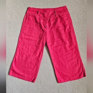 J. Crew Wide Leg Gaucho Cropped Pants, Coral, Linen Blend, Sz 6